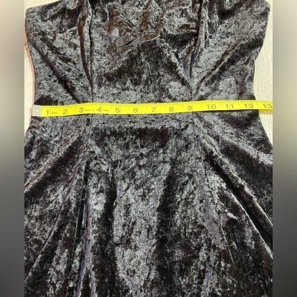 Vintage Crushed Velvet Black Mini Dress with Double Straps, Size M (fits like S) - Picture 10 of 11
